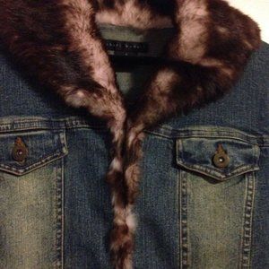 Sheri Bodell Blue Jean Jacket with Rabbit Fur